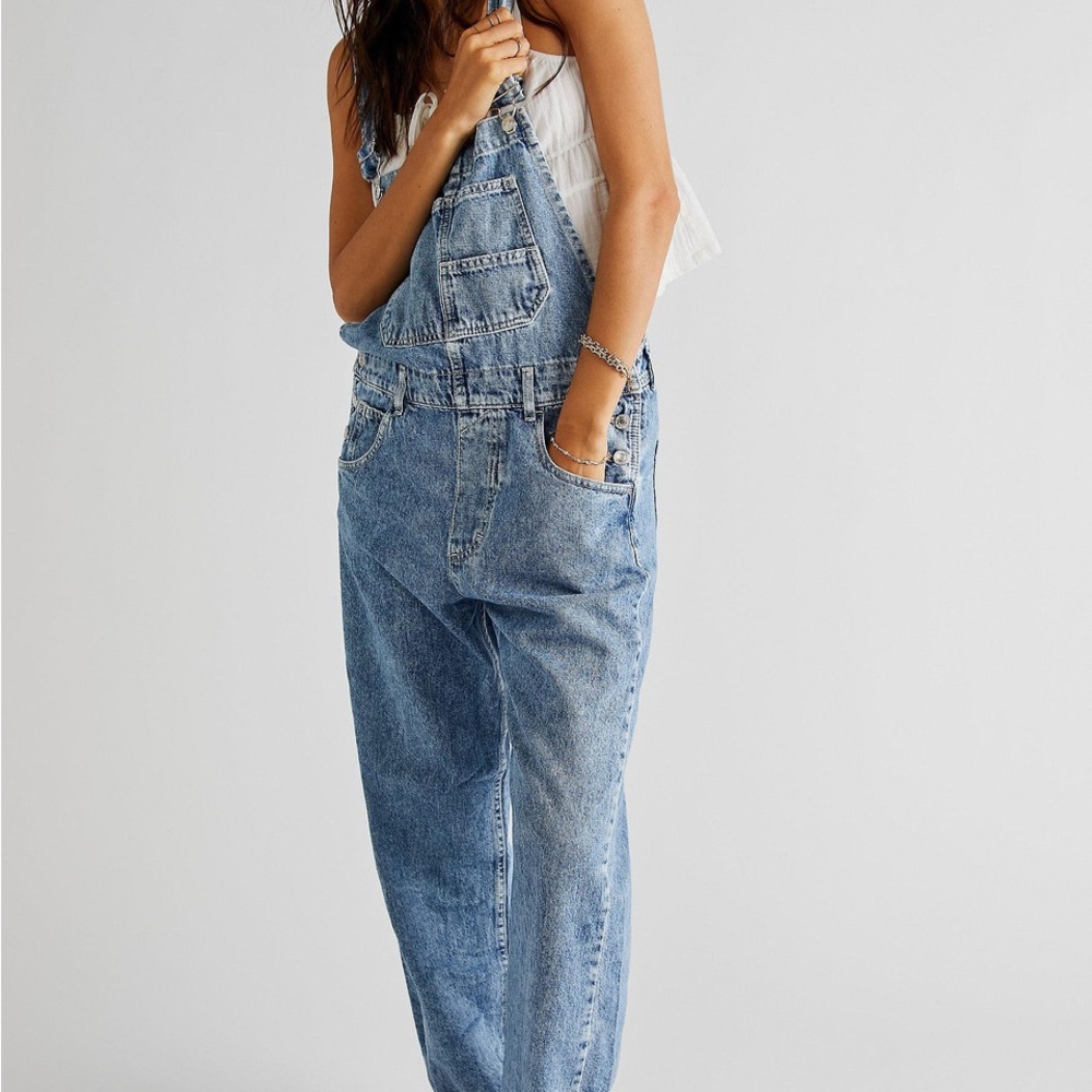 Free People We The Free Ziggy Denim Overalls - Powder Blue - Small